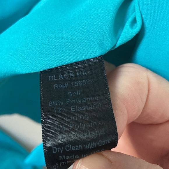 Black Halo Nora Blue Faux Wrap Sleeveless V-Neck Sheath Dress - Picture 9 of 10